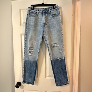 Hidden two tone Distressed Light Blue Jeans